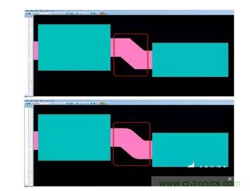 有效的PCB 設計工具會自動考慮用于繪制形狀的線型，以計算準確的線條寬度，幫助您輕松創(chuàng)建尖拐角。